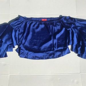 Blue off the shoulder blouse